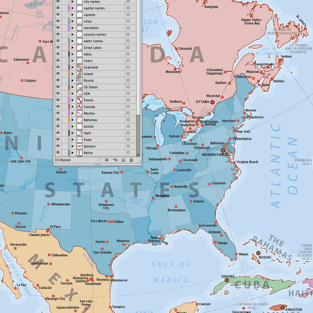 North America layers